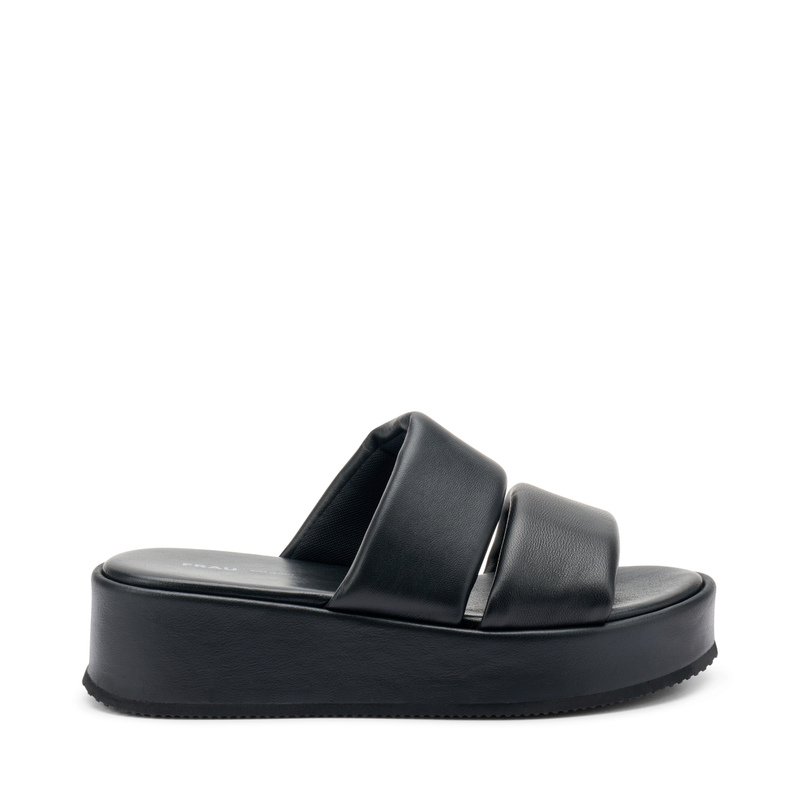Soft leather double-strap flatform sliders - Wedge Sandals | Frau Shoes | Official Online Shop