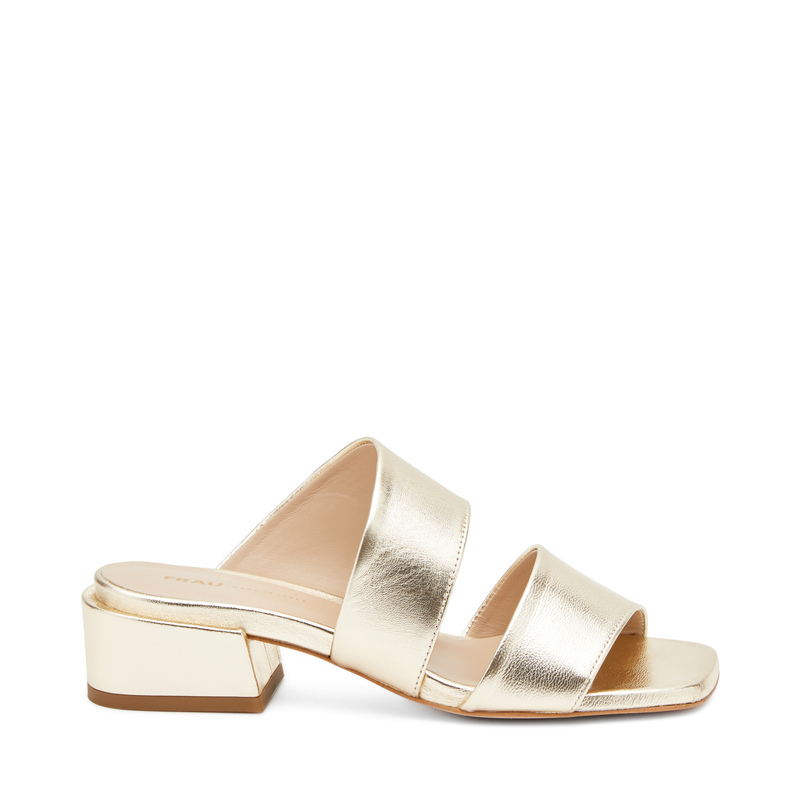 Foiled leather double-strap mules with low heel | Frau Shoes | Official Online Shop