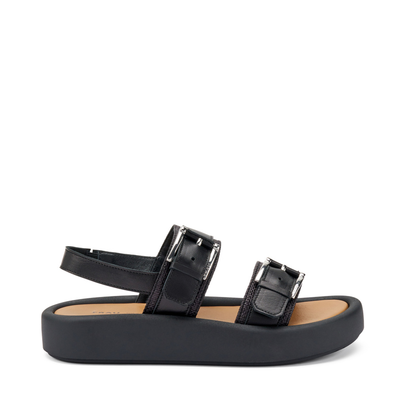 Plateau-Sandale aus Leder und Bast | Frau Shoes | Official Online Shop