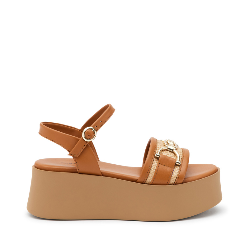 Sandalo a fascia in rafia con morsetto e zeppa | Frau Shoes | Official Online Shop