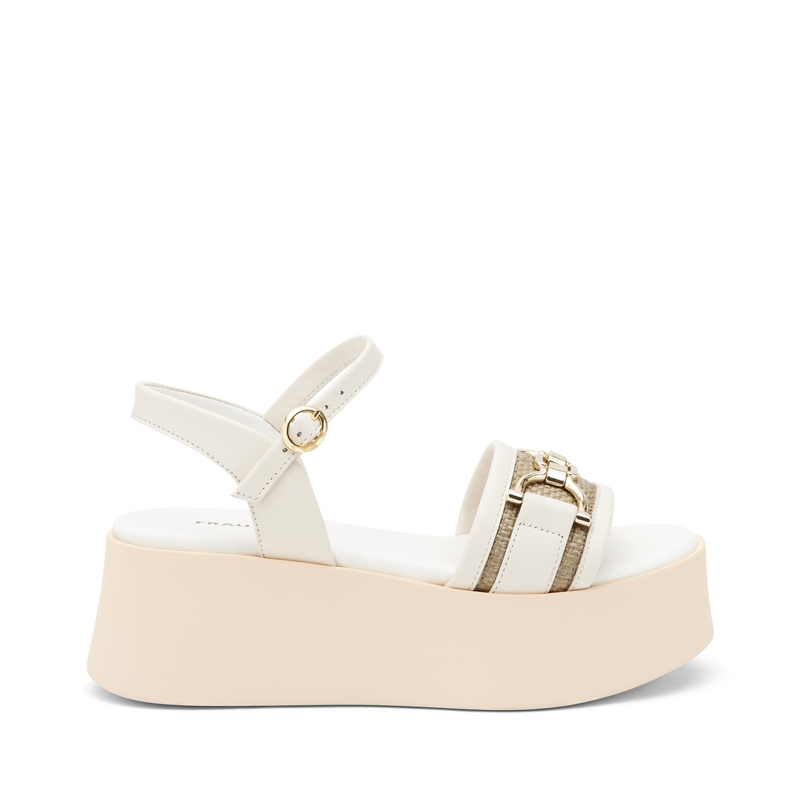 Sandalo a fascia in rafia con morsetto e zeppa - Sandali con zeppa | Frau Shoes | Official Online Shop
