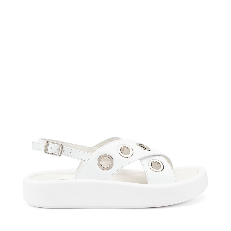Sandale mit überkreuzten Riemen aus Leder mit Ösen | Frau Shoes | Official Online Shop