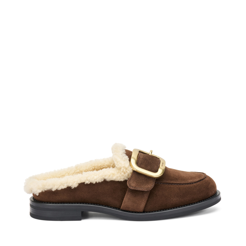 Sabot in suede con fodera in montone | Frau Shoes | Official Online Shop