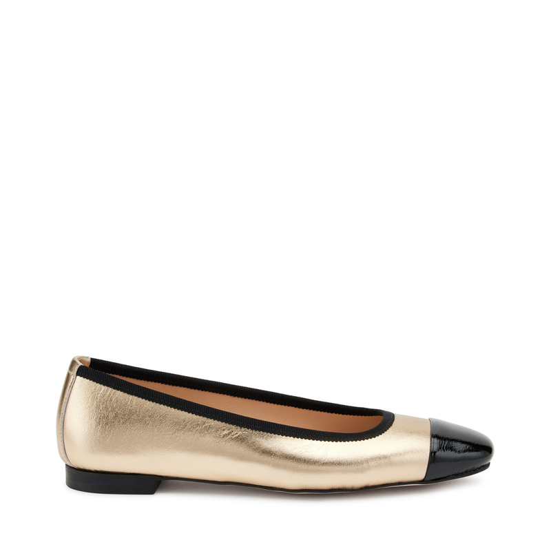 Foiled leather ballet flats with contrasting toe - Flats | Frau Shoes | Official Online Shop