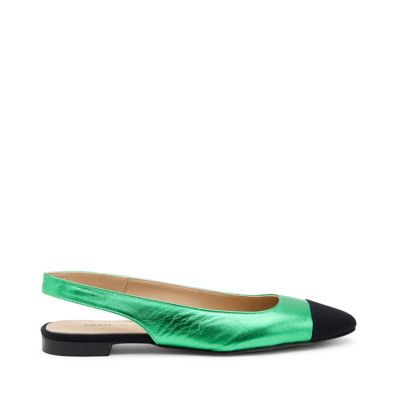 Foiled leather slingbacks with fabric insert - Color Block | Frau Shoes | Official Online Shop