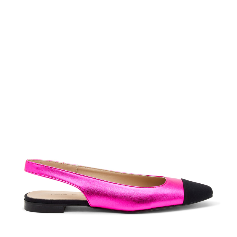 Foiled leather slingbacks with fabric insert - Flats & Slingback | Frau Shoes | Official Online Shop