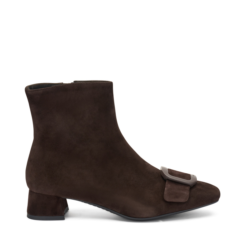 Suede heeled ankle boots with tonal buckle - Boots and Ankle boots | Frau Shoes | Official Online Shop