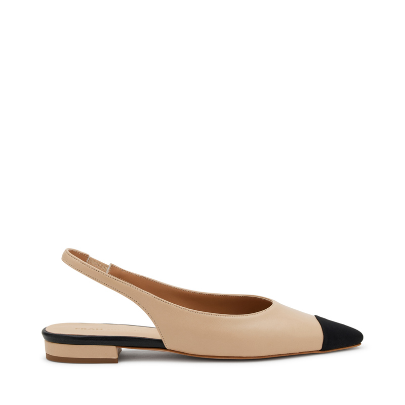 Slingback a punta in pelle con inserto in tessuto | Frau Shoes | Official Online Shop