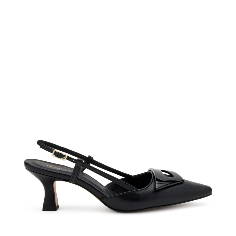 Leather slingback heels with accessory - carosello 3 | Frau Shoes | Official Online Shop