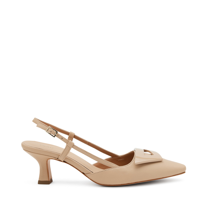 Leather slingback heels with accessory - Live Shopping | Frau Shoes | Official Online Shop