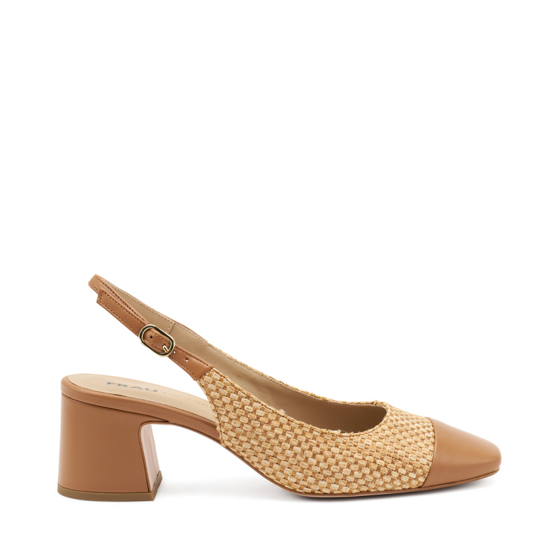 Leather and raffia slingback heels - carosello 3 | Frau Shoes | Official Online Shop
