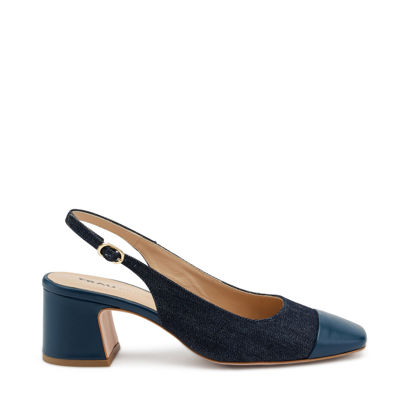 Leather and denim slingbacks with heel - S / S 2024 | Woman's Collection | Frau Shoes | Official Online Shop