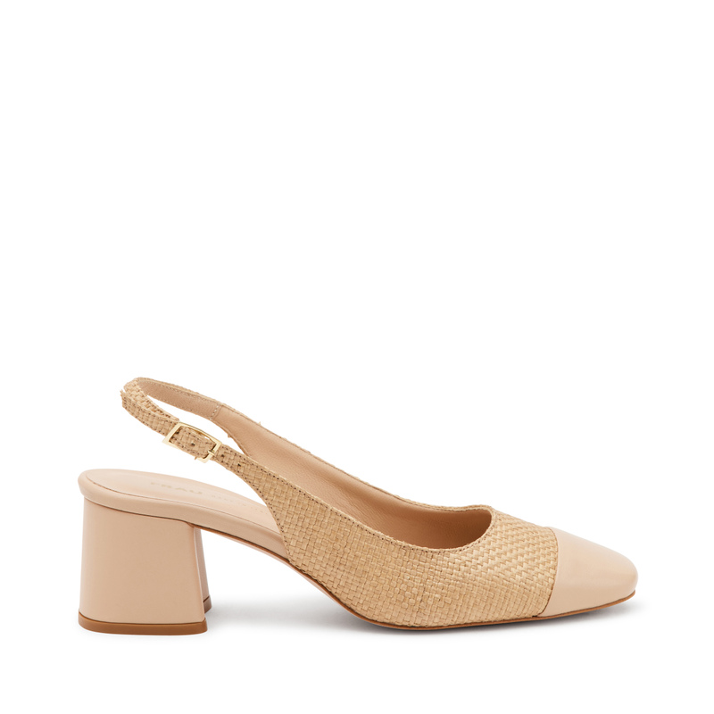 Leather and raffia slingback heels | Frau Shoes | Official Online Shop