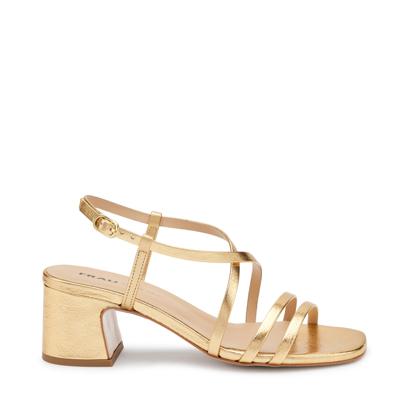 Foiled leather sandals with mini-straps - Metal Trend | Frau Shoes | Official Online Shop