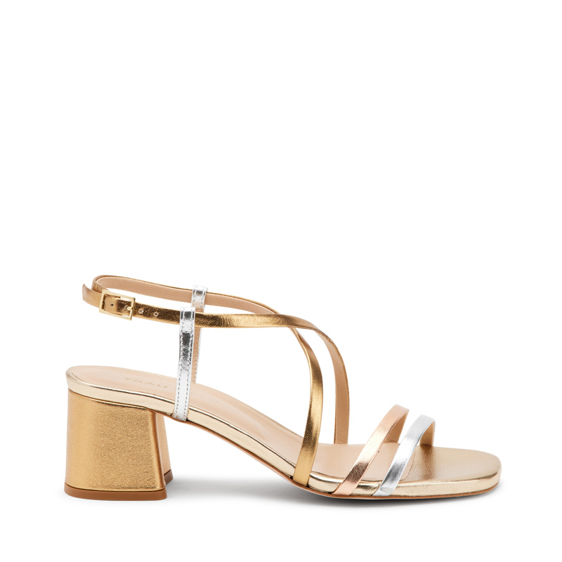 Foiled leather sandals with mini-straps - Live Shopping | Frau Shoes | Official Online Shop