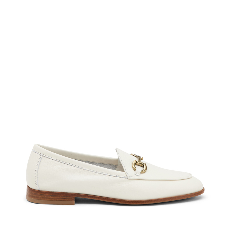 Leather loafers with clasp detail - Off White | Frau Shoes | Official Online Shop
