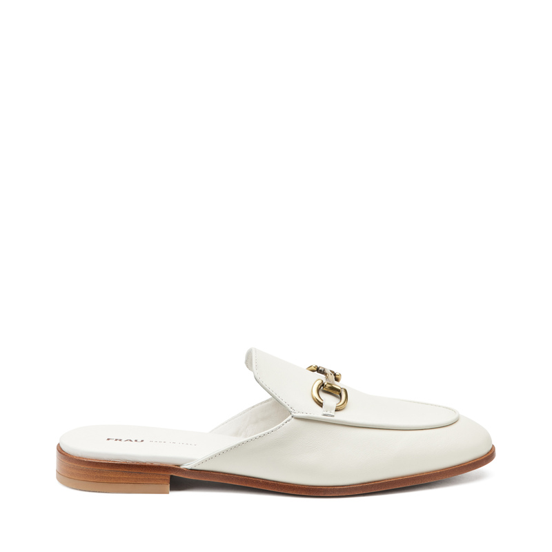 Leather mules with clasp detail - Off White | Frau Shoes | Official Online Shop