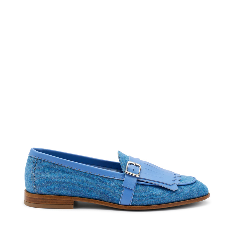 Mokassin aus Denim mit Maxifransen | Frau Shoes | Official Online Shop
