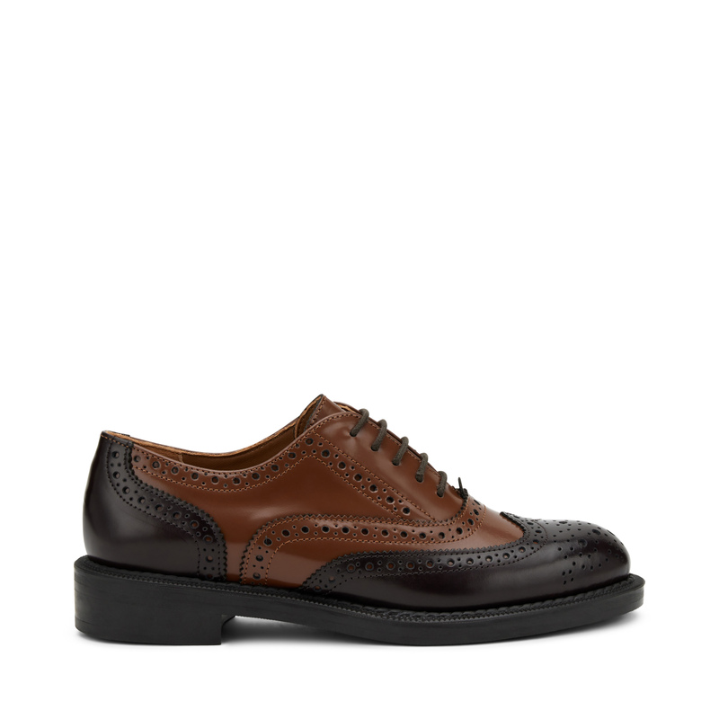 Brushed leather Oxfords  with wing-tip design - Color Block | Frau Shoes | Official Online Shop