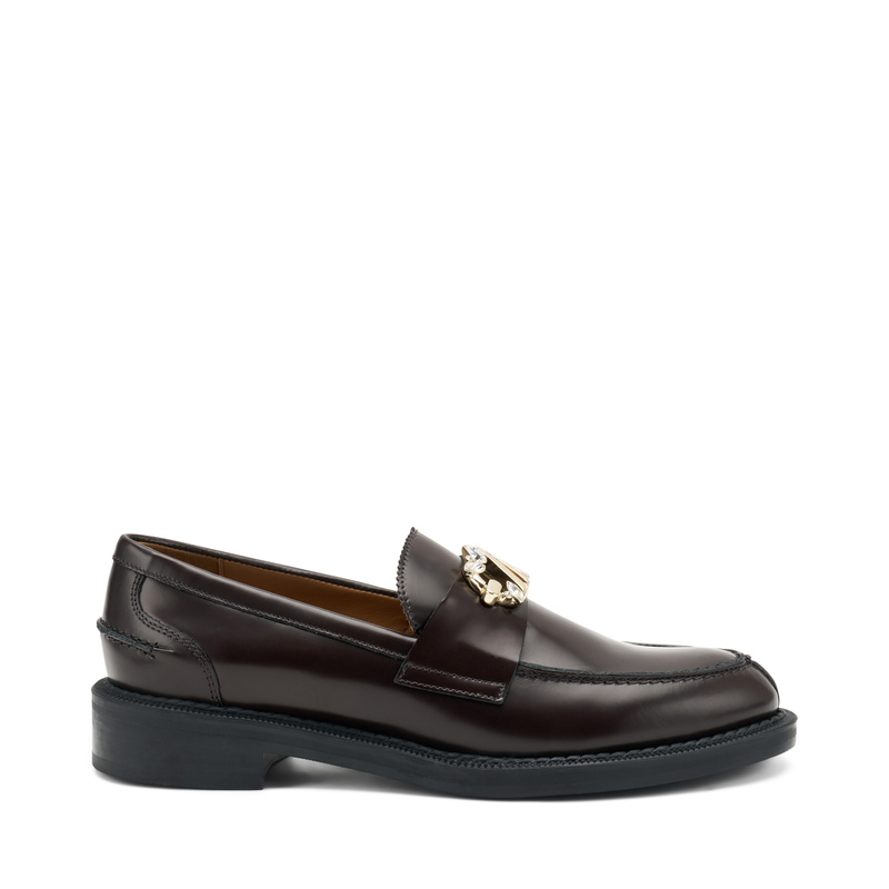 Brushed leather loafers with accessory | Frau Shoes | Official Online Shop