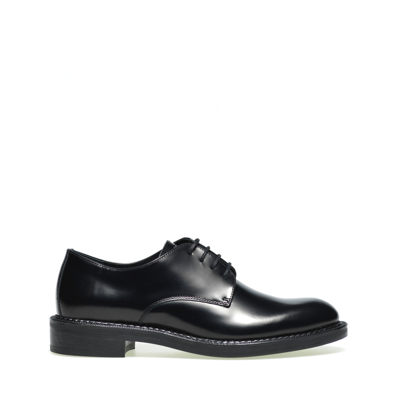 Plain semi-glossy leather Derby shoes | Frau Shoes | Official Online Shop