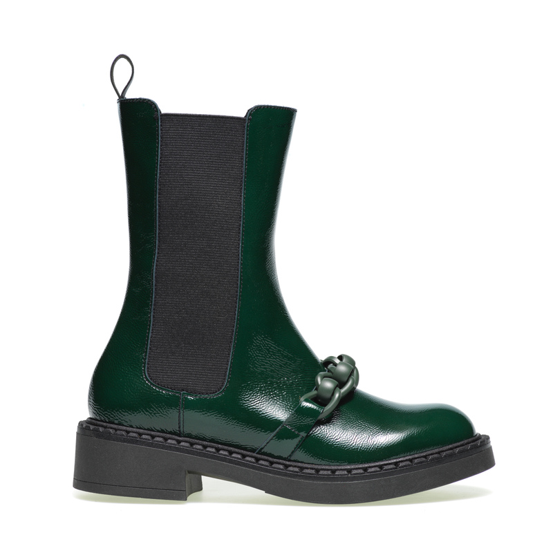 High patent leather Chelsea boots with tonal chain | Frau Shoes | Official Online Shop