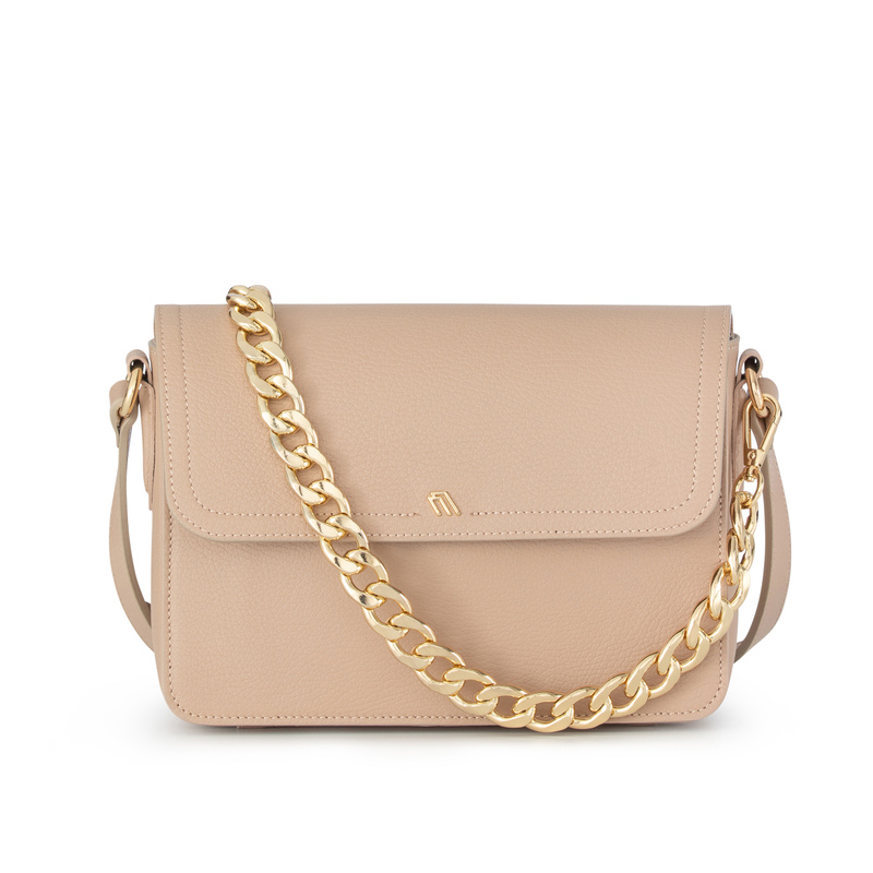 Rigid leather crossbody bag with chain detailing - Urban Casual | Frau Shoes | Official Online Shop