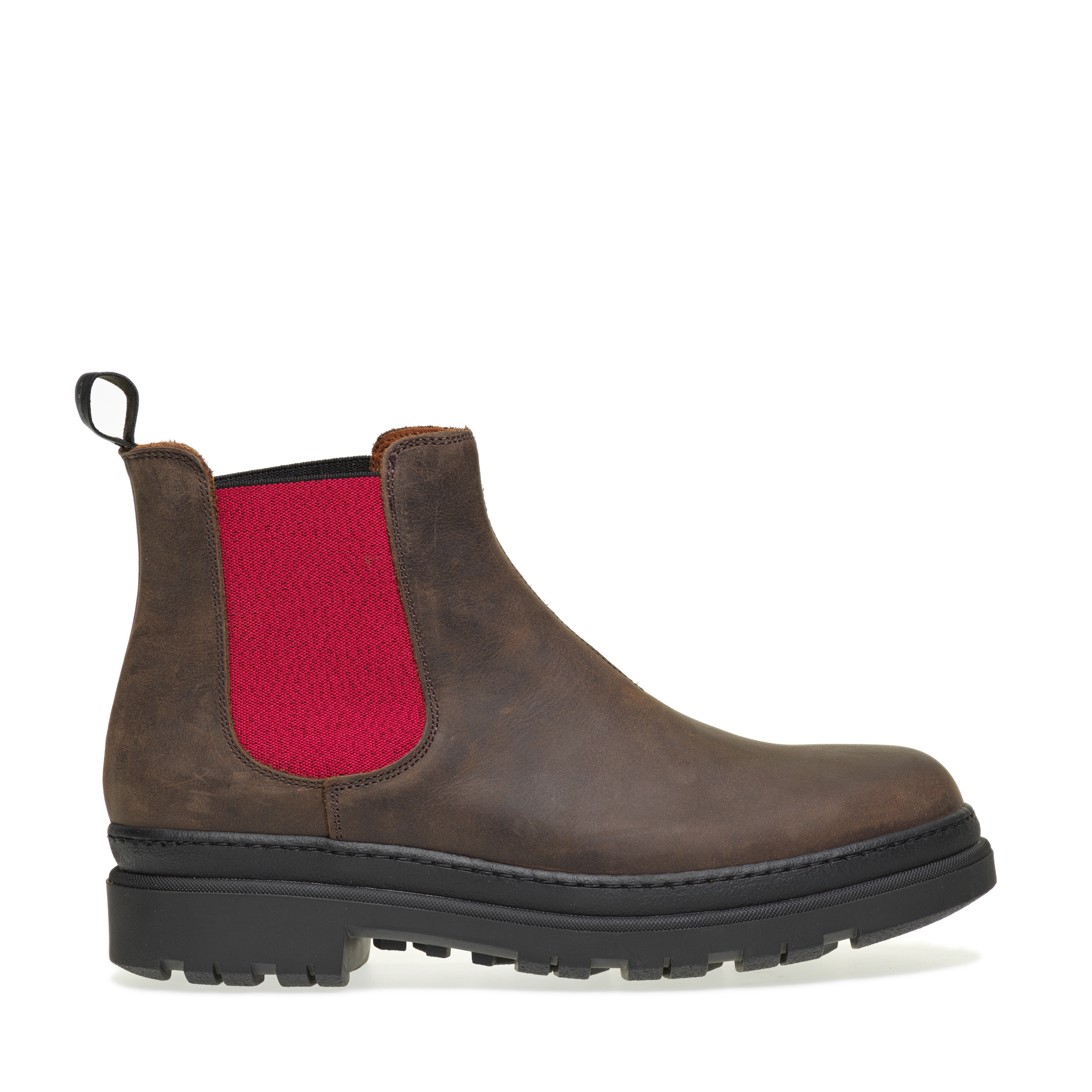 Work Chelsea boots in distressedeffect leather, Col. DARKBROWNred Frau