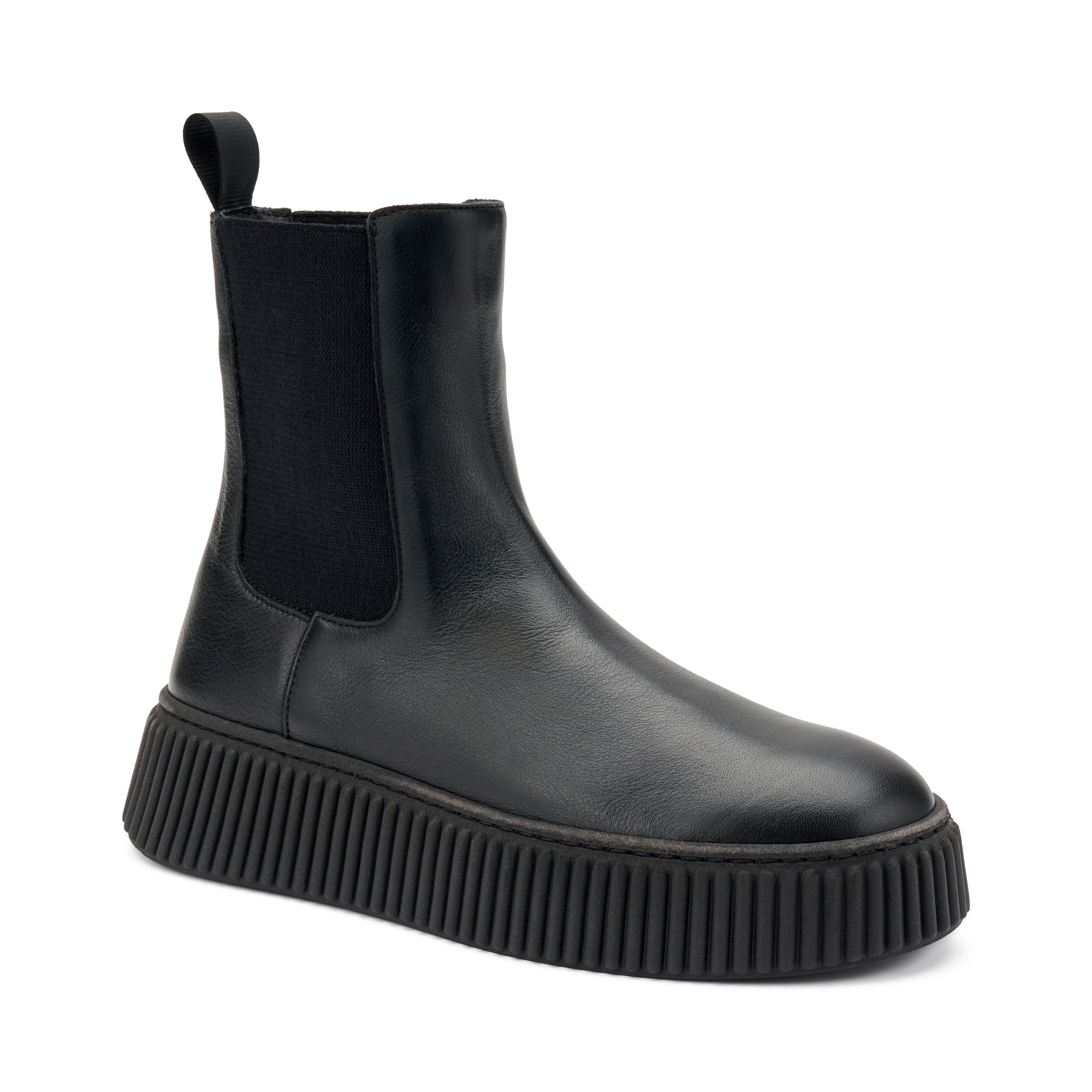 Leather Chelsea boots with grooved sole, Col. Black | Frau