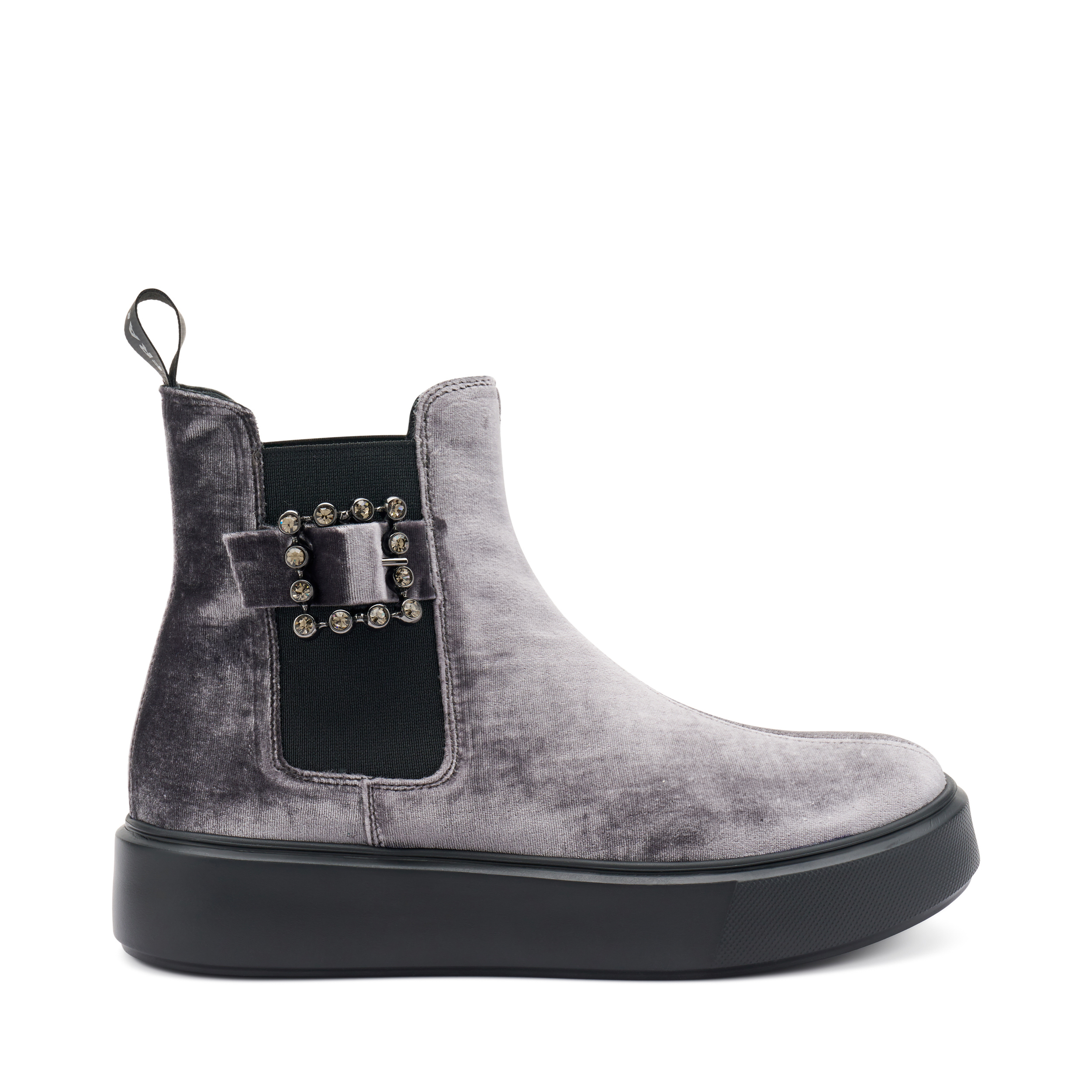 Velvet Chelsea boots with buckle Col. Grey Frau