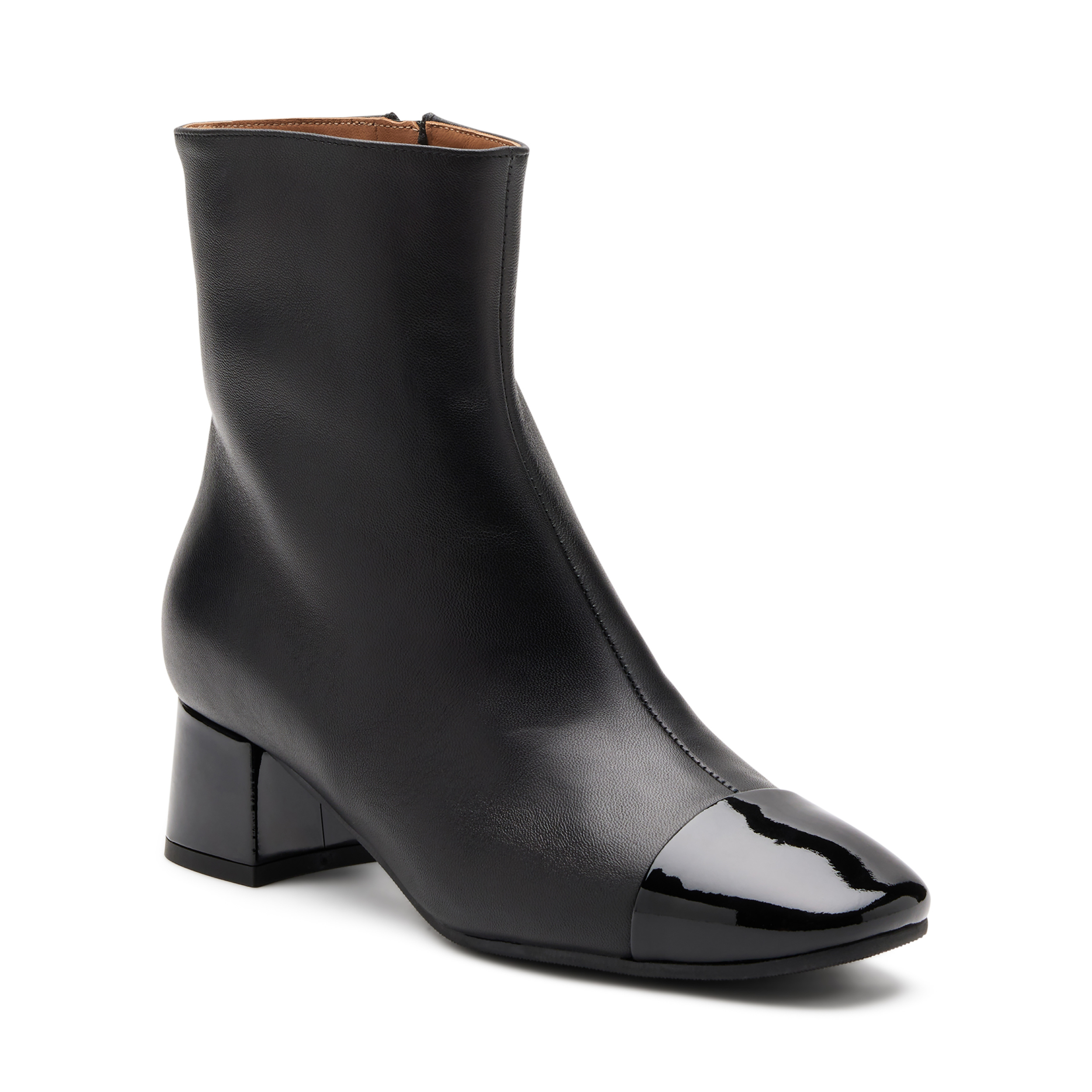 Stivaletto in pelle con inserti in vernice Col. Nero Frau