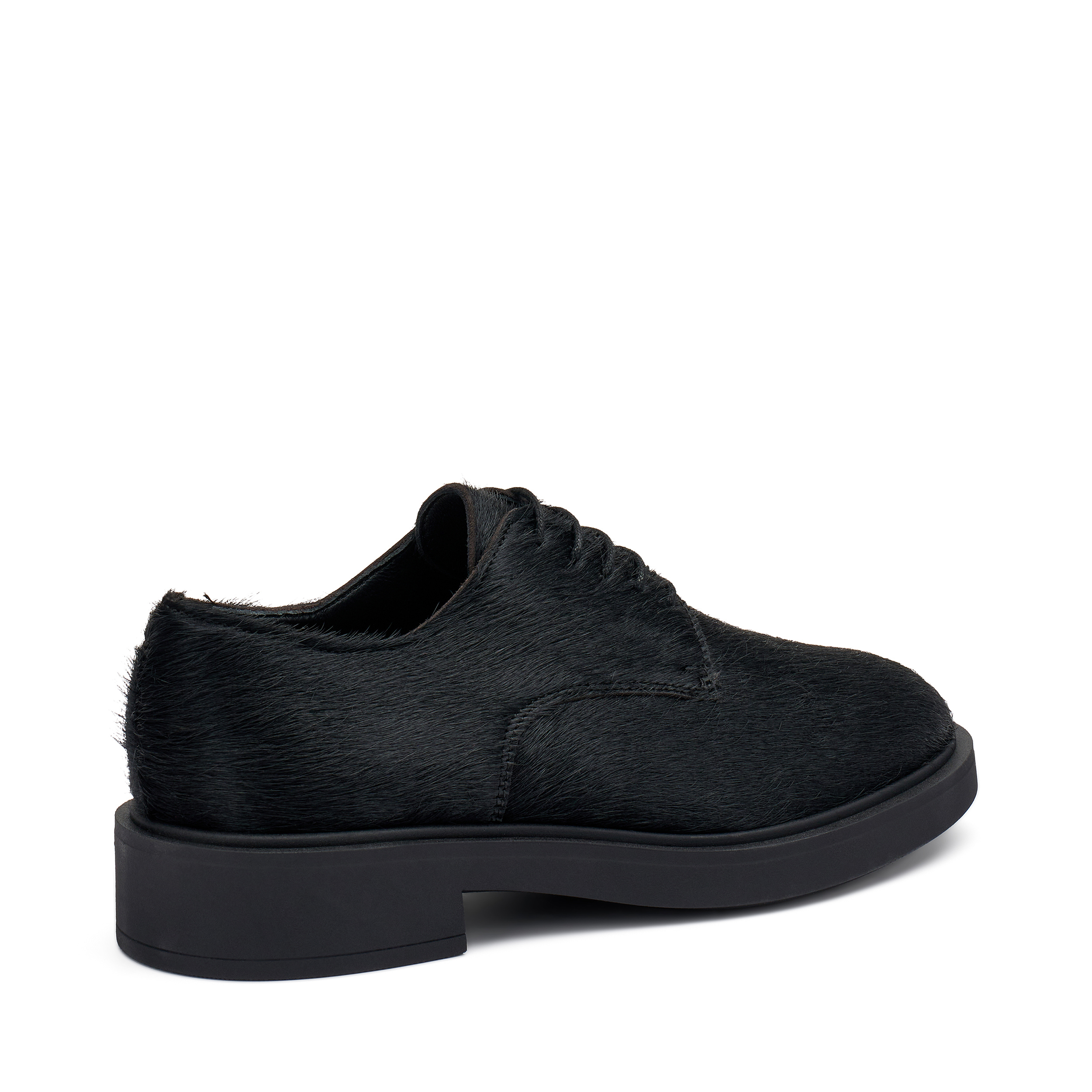 Ponyhair-effect leather lace-ups, Col. Black | Frau