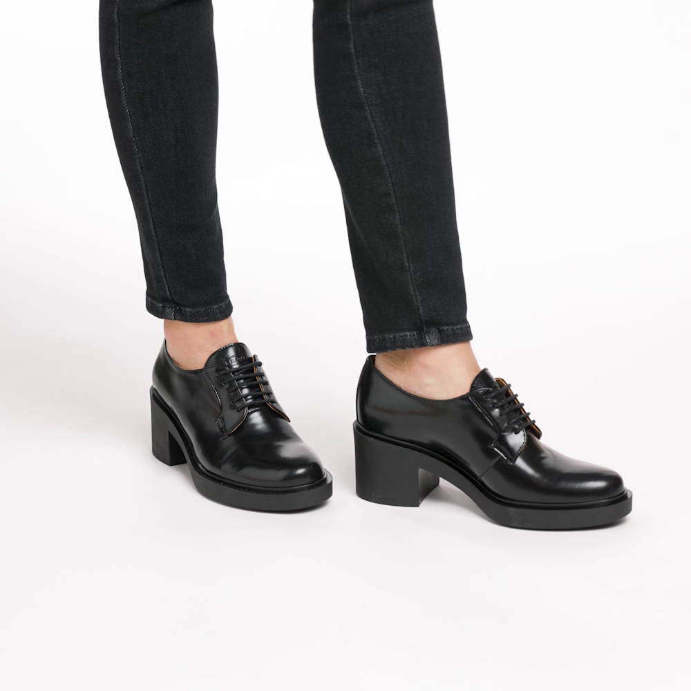 Heeled brushed leather lace-ups - Frau Shoes | Official Online Shop