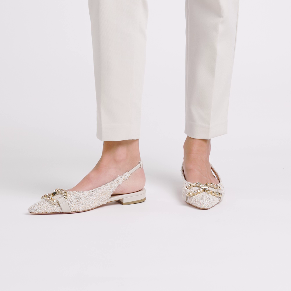 Bejewelled bouclé slingbacks - Frau Shoes | Official Online Shop