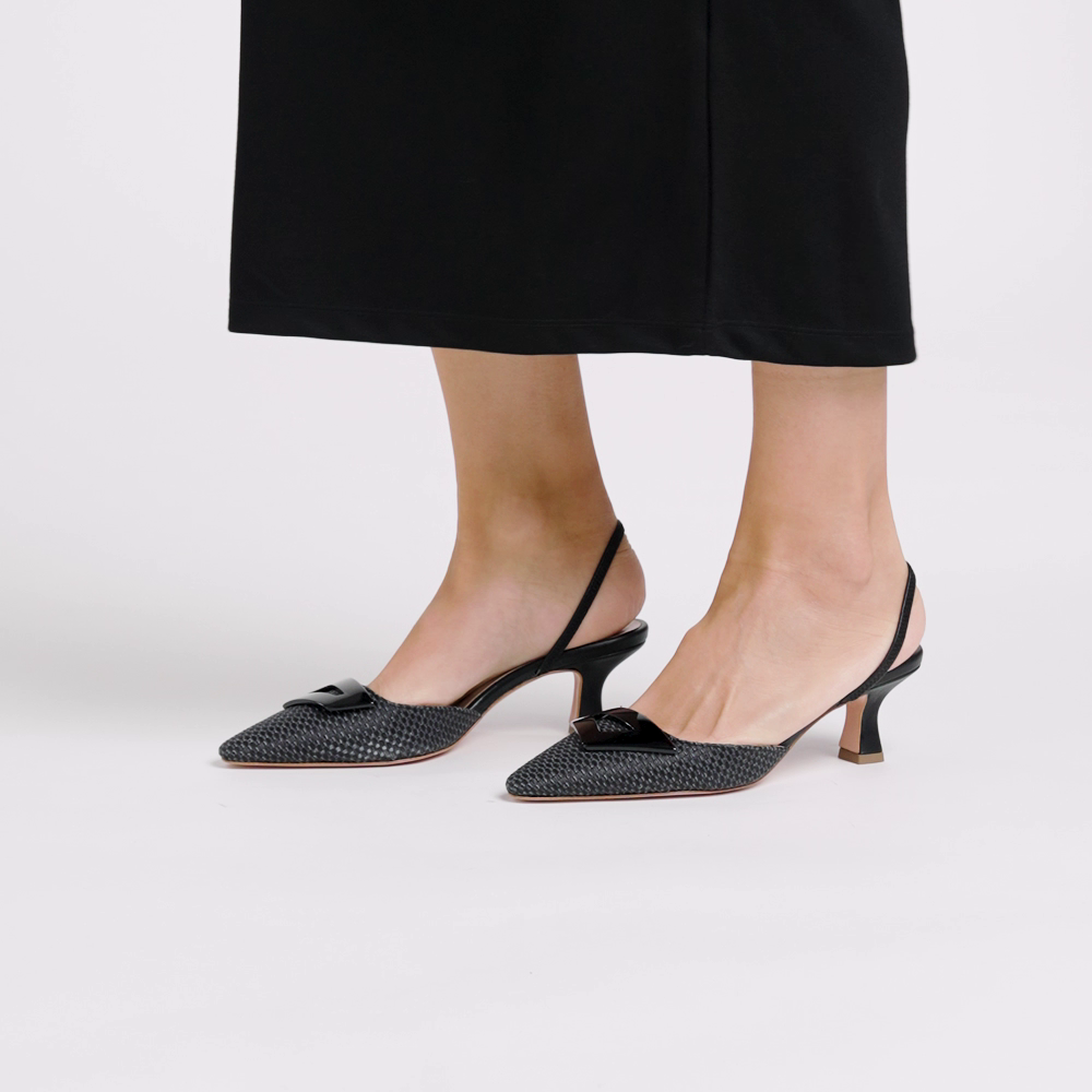 Raffia slingbacks with multi-position strap - Frau Shoes | Official Online Shop