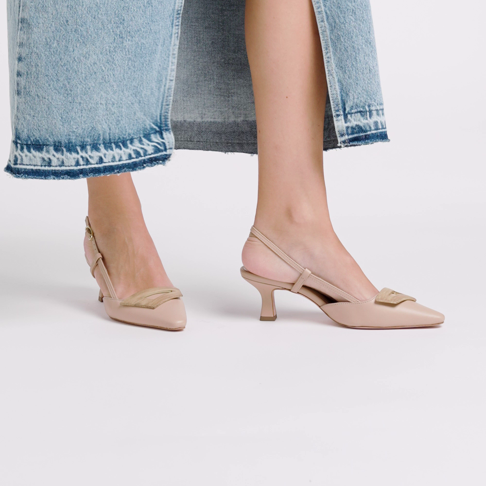 Slingback con tacco in pelle con accessorio - Frau Shoes | Official Online Shop