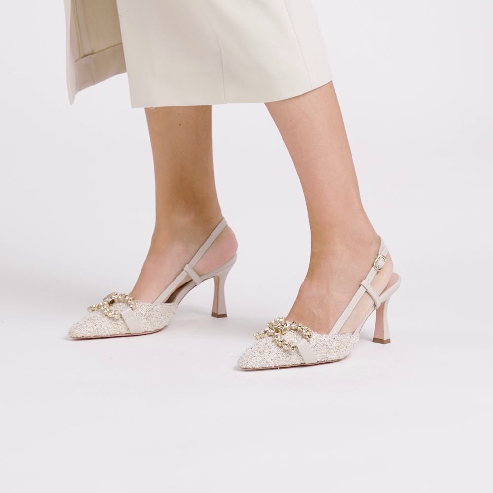 Slingback gioiello bouclè tacco alto - Frau Shoes | Official Online Shop