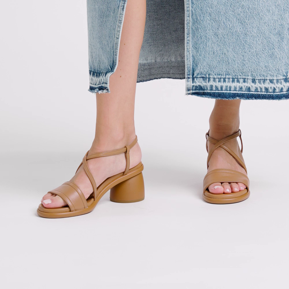 Leather sandals with geometric heel - Frau Shoes | Official Online Shop