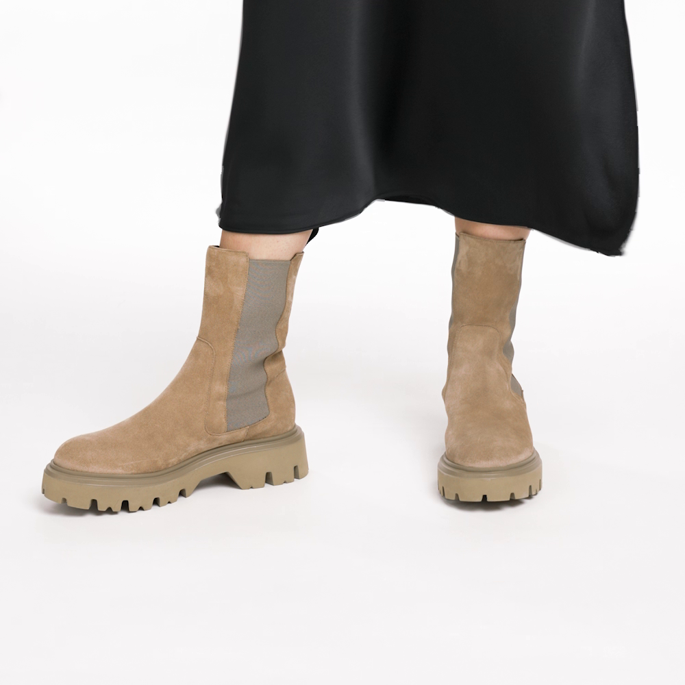 High suede Chelsea boots with lug sole - Frau Shoes | Official Online Shop