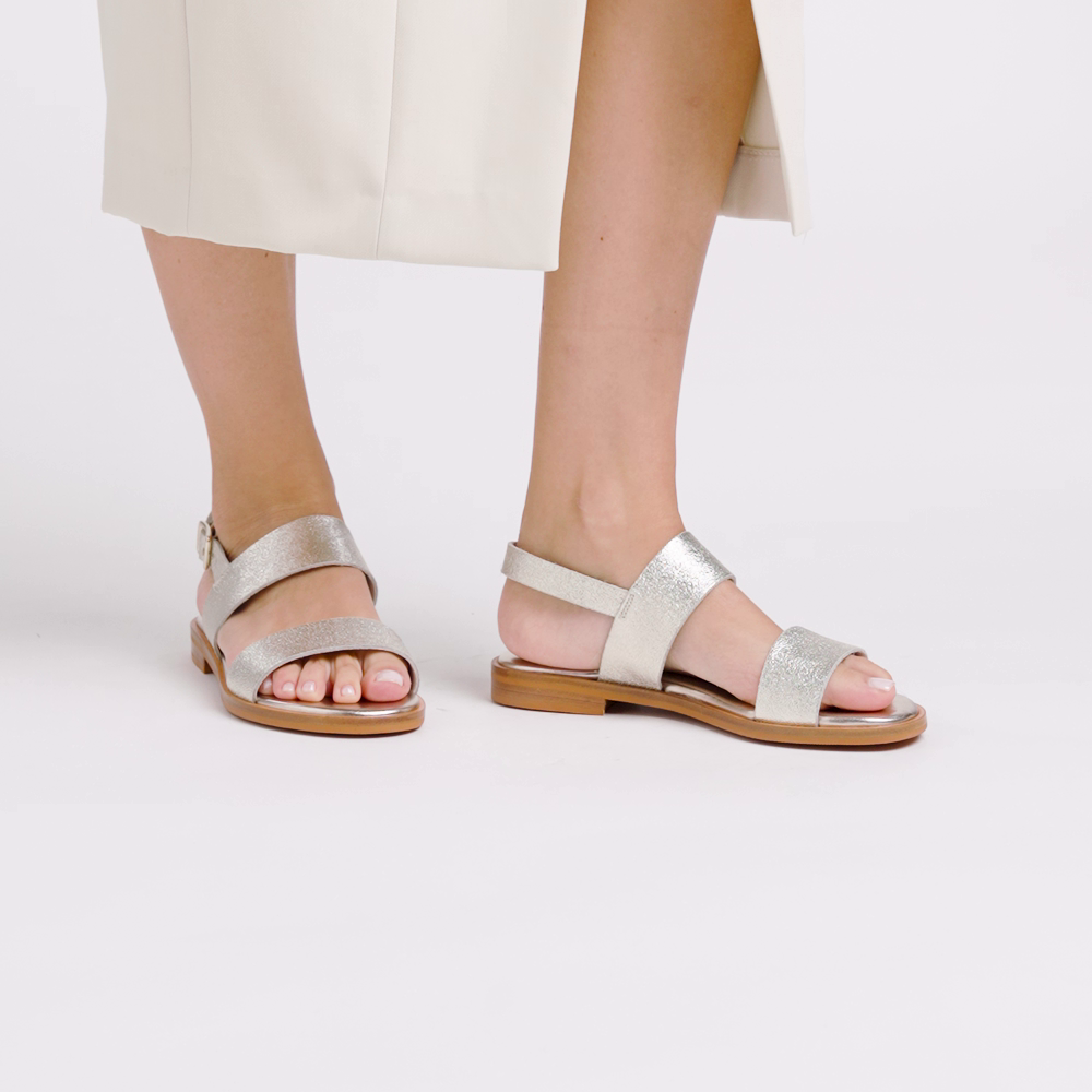 Sandale aus laminiertem Leder mit zwei Riemen - Frau Shoes | Official Online Shop