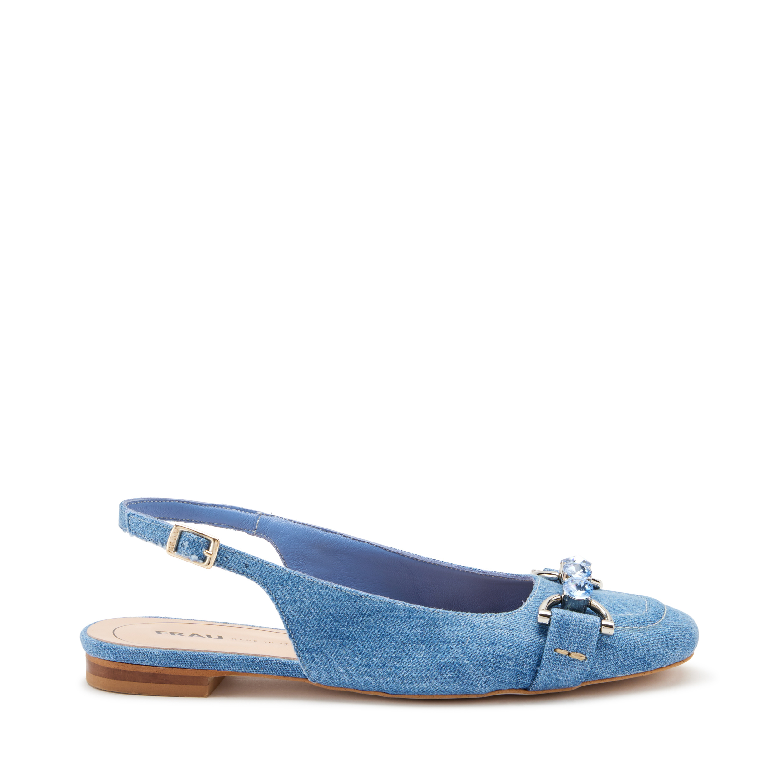 Denim slingbacks with bejewelled clasp, Col. LightBlue Frau