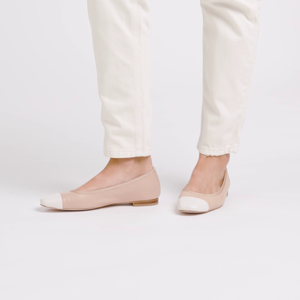 Leather ballet flats with contrasting toe - Frau Shoes | Official Online Shop