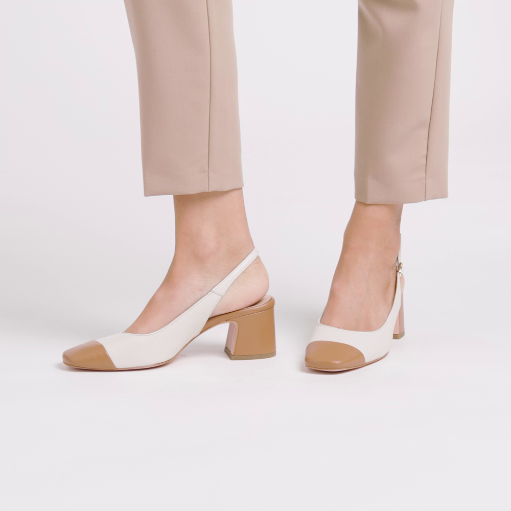 Two-tone leather slingback heels - Frau Shoes | Official Online Shop