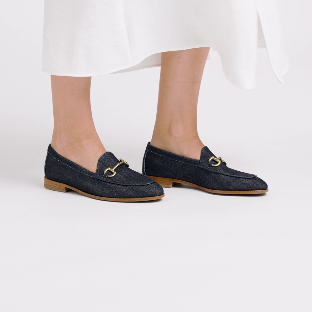 Mokassin aus Denim mit Spange - Frau Shoes | Official Online Shop