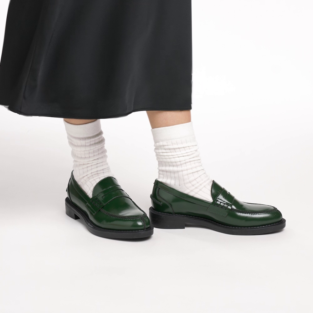 College-Mokassin aus halbglänzendem Leder - Frau Shoes | Official Online Shop