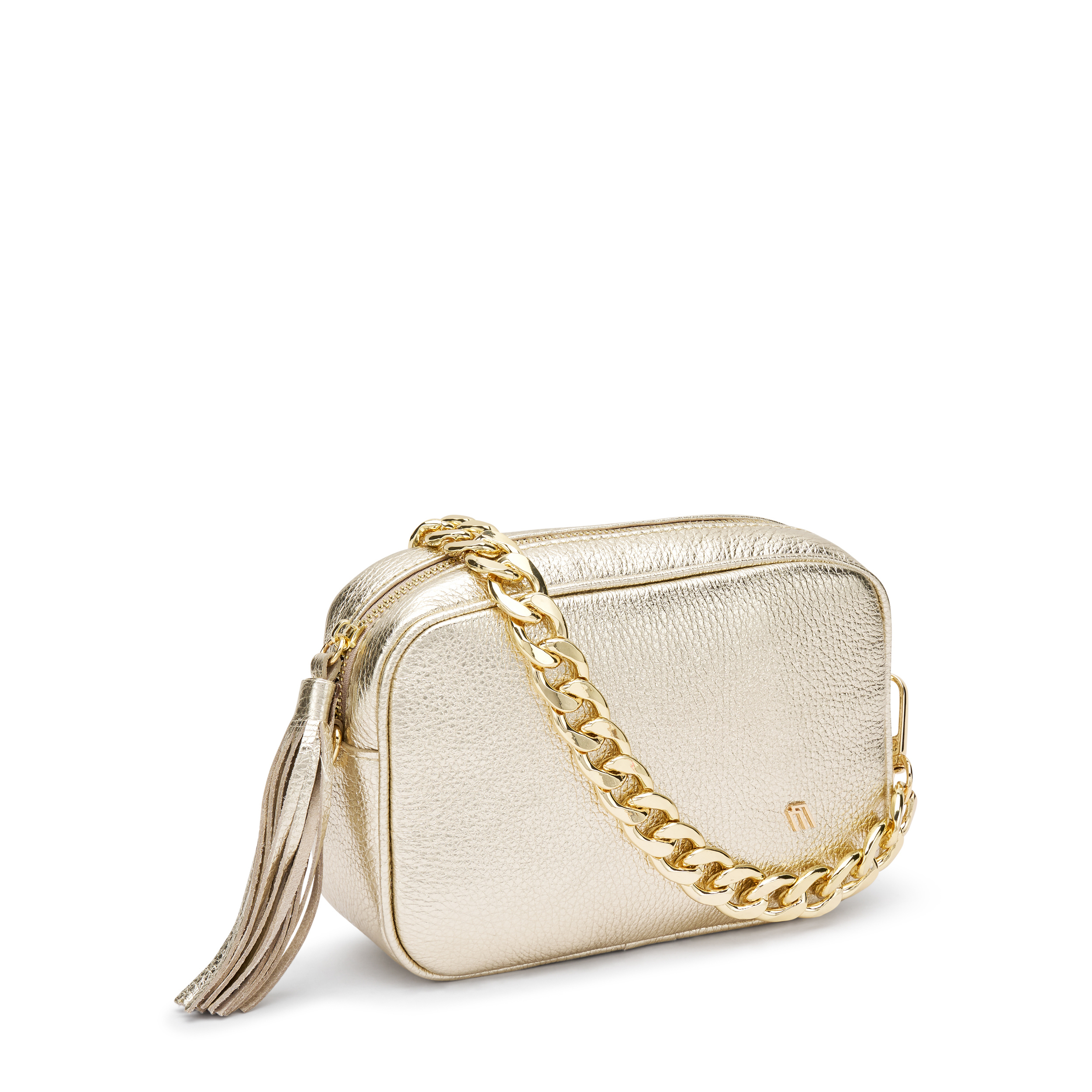 .BORSA ALL-DAY PICCOLA IN PELLE Borsa piccola in pelle laminata con catena, Col. Oro | Frau