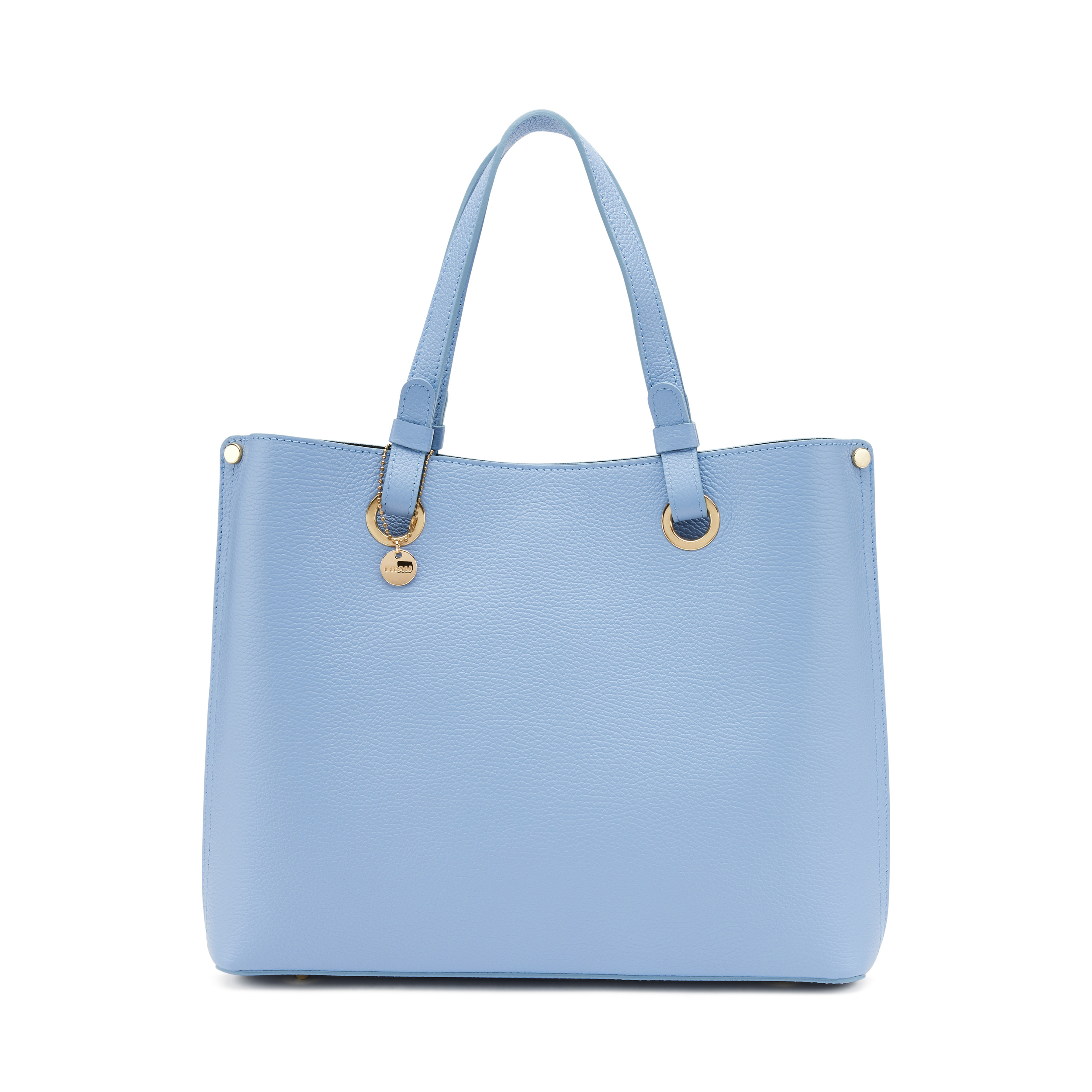 Shopping bag rigida in pelle Col. Blu Frau