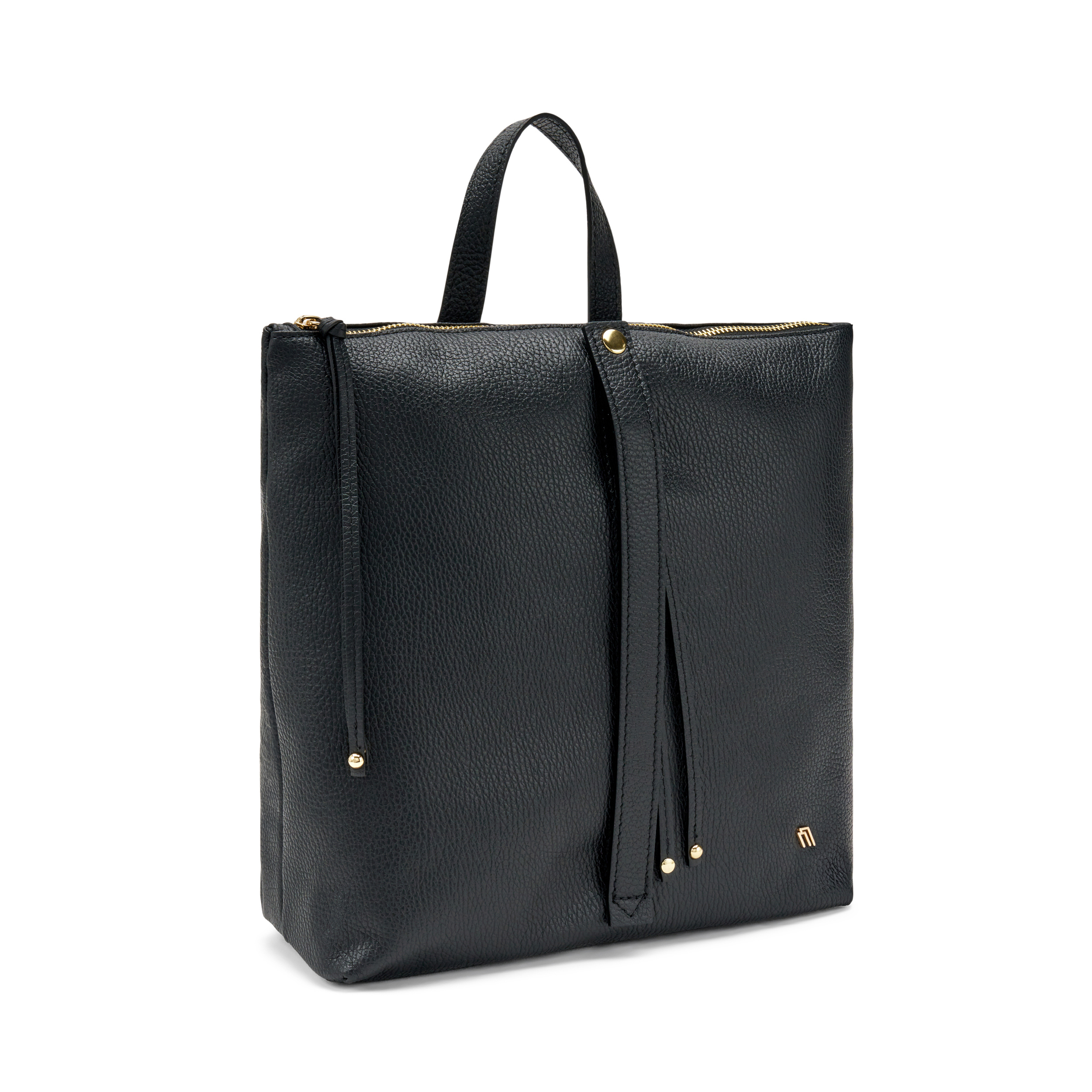 Square leather backpack Col. Black Frau