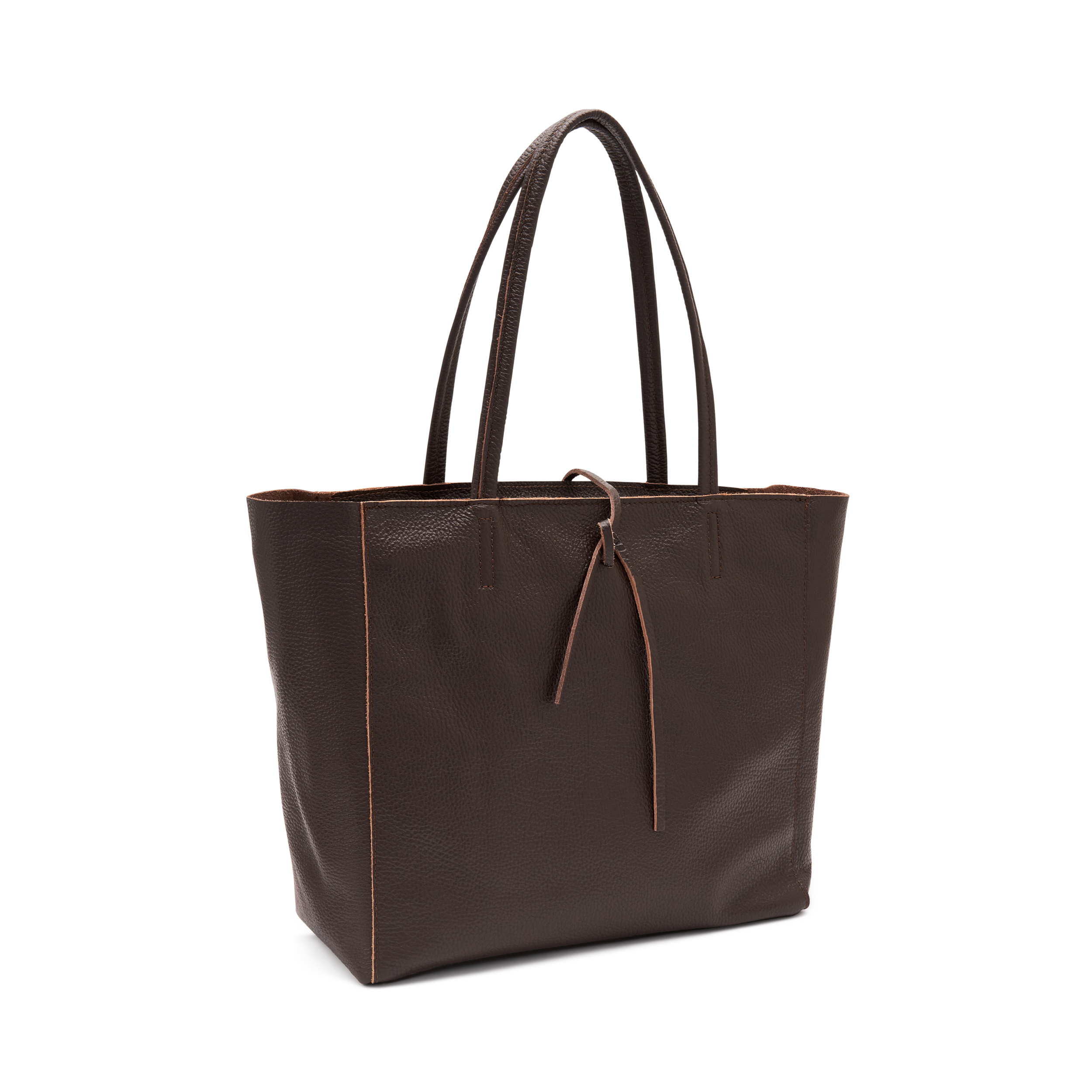 Shopping bag in pelle morbida, Marrone Frau