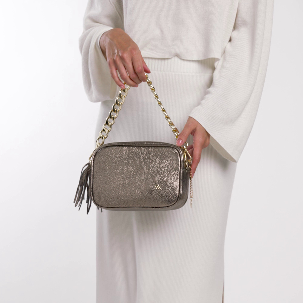 Small foiled leather bag with chain - Frau Shoes | Official Online Shop